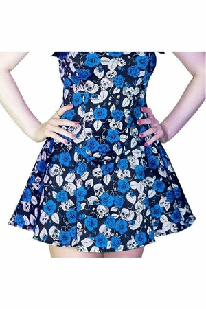 Dr Faust Blue Roses And Skulls Mini Dress - Anika 5 Dr Faust Blue Roses And Skulls Mini Dress - Anika - Image 3