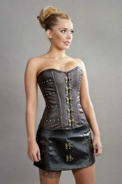 Burleska C-Lock Overbust Steampunk Corset In Matte Vinyl