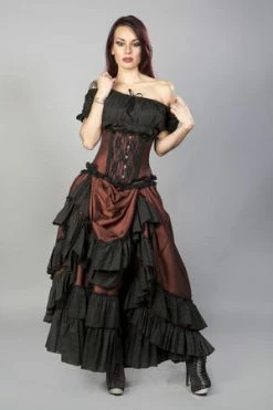 Burleska Carnation Victorian Maxi Skirt In Brass Taffeta -Burleska shop carnation victorian maxi skirt in brass taffeta burleska 3 300x