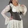 Burleska Cecillia Plus Size Underbust Corset With Straps In Brown Matte Vinyl