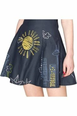 Dr Faust Chalk Board Drawings Flare Mini Dress - Lucia -Burleska shop chalk board drawings flare mini dress lucia dr faust 5 300x