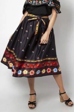 Voodoo Vixen Charlotte Border Print Flare Skirt