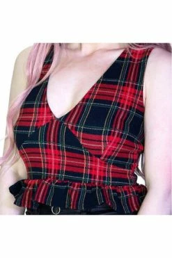 Dr Faust Check Tartan Print Crop Top - Dulce -Burleska shop check tartan print crop top dulce dr faust 3 300x