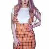 Dr Faust Checked Pinafore Orange Tartan Dress And T-Shirt Set - Perla