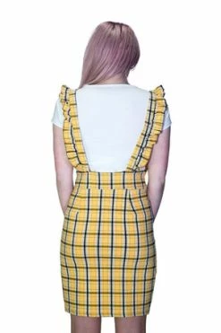 Dr Faust Checked Pinafore Yellow Tartan Dress And T-Shirt Set - Kairi -Burleska shop checked pinafore yellow tartan dress and t shirt set kairi dr faust 2 300x