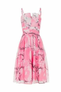 Voodoo Vixen Clara Pink Dress With Neckline Detail -Burleska shop clara pink dress with neckline detail voodoo vixen 4 300x