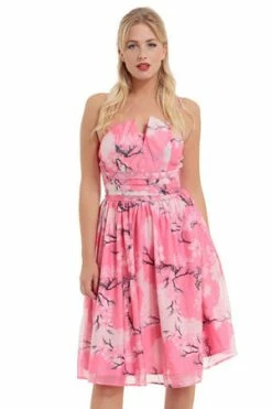 Voodoo Vixen Clara Pink Dress With Neckline Detail