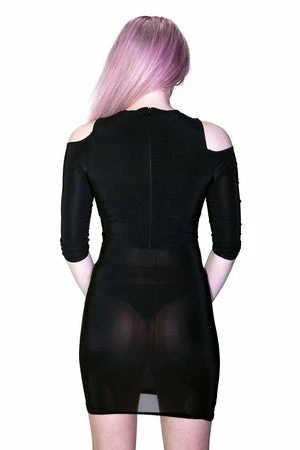 Dr Faust Cold Shoulder Bodycon Black Mini Dress - Niamh 4 Dr Faust Cold Shoulder Bodycon Black Mini Dress - Niamh - Image 2