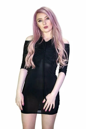 Dr Faust Cold Shoulder Bodycon Black Mini Dress - Niamh 3 Dr Faust Cold Shoulder Bodycon Black Mini Dress - Niamh