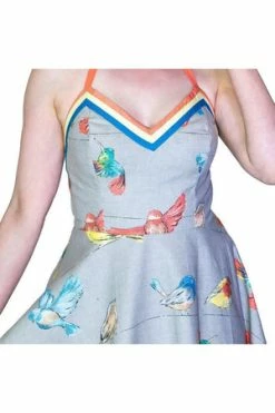 Dr Faust Colourful Birds Retro Grey Mini Dress - Avah 7 Dr Faust Colourful Birds Retro Grey Mini Dress - Avah -Burleska shop colourful birds retro grey mini dress avah dr faust 3 300x
