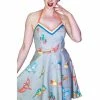 Dr Faust Colourful Birds Retro Grey Mini Dress - Avah 1 Dr Faust Colourful Birds Retro Grey Mini Dress - Avah -Burleska shop colourful birds retro grey mini dress avah dr faust 300x