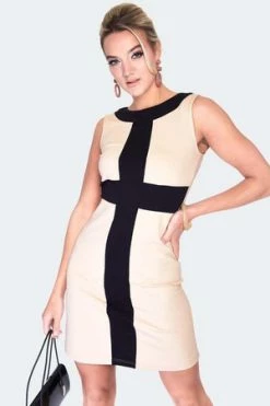 Voodoo Vixen Constrast Stripe Shift Dress -Burleska shop constrast stripe shift dress dra 9504 02.1352 300x