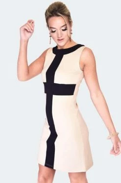 Voodoo Vixen Constrast Stripe Shift Dress -Burleska shop constrast stripe shift dress dra 9504 03.1352 300x