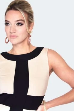 Voodoo Vixen Constrast Stripe Shift Dress -Burleska shop constrast stripe shift dress dra 9504 04.1352 300x