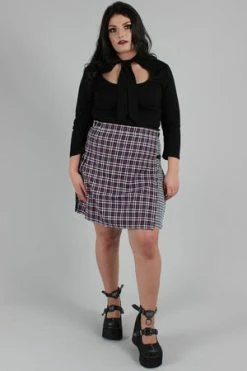 Jawbreaker Contrast Check Buckled Mini-Kilt -Burleska shop contrast check buckled mini kilt jawbreaker 9 300x