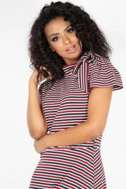 Voodoo Vixen Corinna Striped Neck Tie Dress -Burleska shop corinna striped neck tie dress voodoo vixen 4 300x