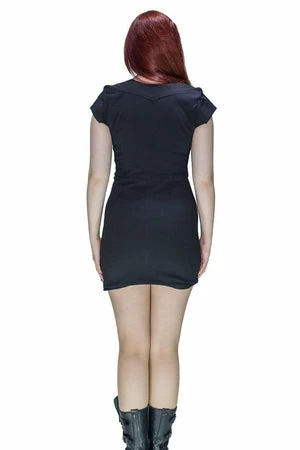 Dr Faust Cotton Lining Black Biker Mini Dress - Abigail 4 Dr Faust Cotton Lining Black Biker Mini Dress - Abigail - Image 2