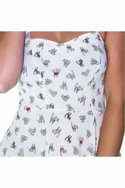 Dr Faust Cute Fashionista Cats White Sheer Mini Dress - Nevaeh -Burleska shop cute fashionista cats white sheer mini dress nevaeh dr faust 3 300x