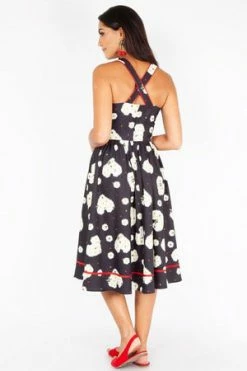 Voodoo Vixen Daisy Hearts Flared Dress -Burleska shop daisy hearts flared dress voodoo vixen 2 300x