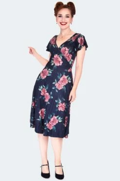 Voodoo Vixen Dark Floral Flutter Sleeve Wrap Dress 10 Voodoo Vixen Dark Floral Flutter Sleeve Wrap Dress -Burleska shop dark floral flutter sleeve wrap dress dra 9528 01.1361 300x