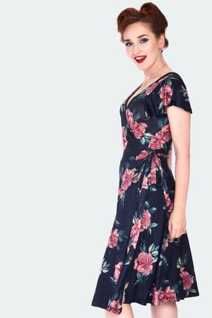 Voodoo Vixen Dark Floral Flutter Sleeve Wrap Dress 5 Voodoo Vixen Dark Floral Flutter Sleeve Wrap Dress - Image 3