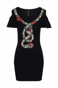 Banned Dark Night Cut Out Shoulder Dress