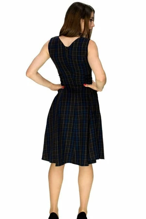 Dr Faust Dark Tartan Woven Midi Dress - Gracie 4 Dr Faust Dark Tartan Woven Midi Dress - Gracie - Image 2