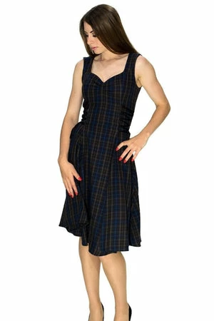Dr Faust Dark Tartan Woven Midi Dress - Gracie 3 Dr Faust Dark Tartan Woven Midi Dress - Gracie