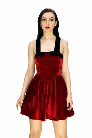 Dr Faust Deep Red Halterneck Velvet Mini Dress - Rosalie 3 Dr Faust Deep Red Halterneck Velvet Mini Dress - Rosalie