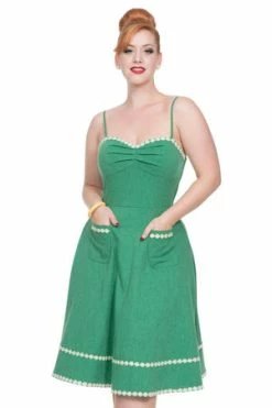 Voodoo Vixen Deliliah Green Flared Dress -Burleska shop deliliah green flared dress voodoo vixen 5 300x