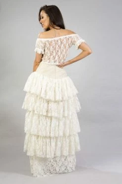 Burleska Denise Bustle Skirt In Cream Lace -Burleska shop denise bustle skirt in cream lace burleska 2 300x