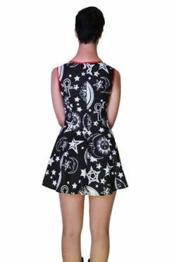 Dr Faust Disturbed Print Celestial Black Mini Dress - Aurora -Burleska shop disturbed print celestial black mini dress aurora dr faust 2 300x