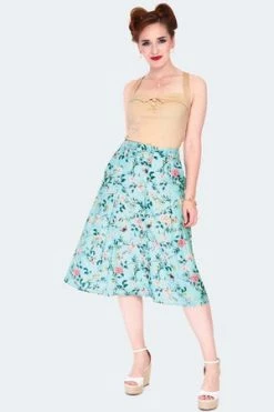 Voodoo Vixen Ditsy Butterfly Print Button Front Midi Skirt -Burleska shop ditsy butterfly print button front midi skirt ska 3753 02.1487 300x