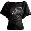 Spiral Dragon Rose - Boat Neck Bat Sleeve Top Black 2 Spiral Dragon Rose - Boat Neck Bat Sleeve Top Black -Burleska shop dragon rose boat neck bat sleeve top black spiral 300x