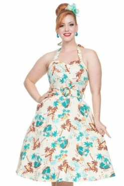 Voodoo Vixen Ella Tropical Print Halter Dress -Burleska shop ella tropical print halter dress voodoo vixen 3 300x