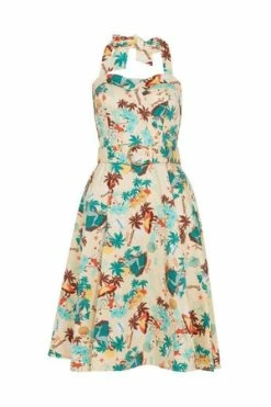 Voodoo Vixen Ella Tropical Print Halter Dress -Burleska shop ella tropical print halter dress voodoo vixen 5 300x
