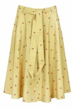 Voodoo Vixen Emily Cherry Stripe Circle Skirt -Burleska shop emily cherry stripe circle skirt voodoo vixen 4 300x