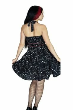 Dr Faust Evil Cats Black Mini Dress - Gatta -Burleska shop evil cats black mini dress gatta dr faust 2 300x