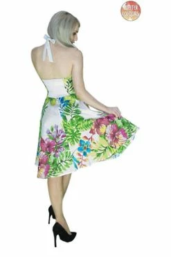 Dr Faust Exotic Birds And Flowers White Midi Dress - Ulani -Burleska shop exotic birds and flowers white midi dress ulani dr faust 2 300x