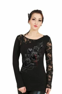 Spiral Fatal Attraction - Lace One Shoulder Top Black -Burleska shop fatal attraction lace one shoulder top black spiral 3 300x