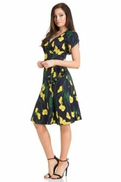 Voodoo Vixen Flora Calla Lily 40s Style Dress -Burleska shop flora calla lily 40s style dress voodoo vixen 3 300x