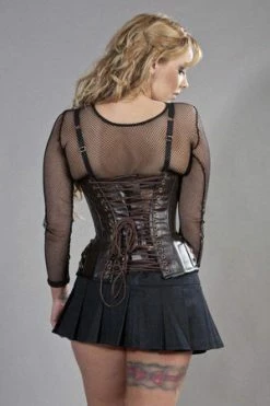 Burleska Forcas Underbust Steampunk Corset In Black & Brown Matte Vinyl -Burleska shop forcas underbust steampunk corset in black brown matte vinyl burleska 3 300x