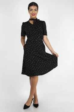 Voodoo Vixen Frances Heart Polka Dot Tea Dress -Burleska shop frances heart polka dot tea dress voodoo vixen 3 300x