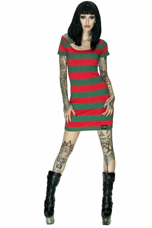 Dr Faust Freddy Krueger Style Red And Green Mini Dress - Aubrey 3 Dr Faust Freddy Krueger Style Red And Green Mini Dress - Aubrey