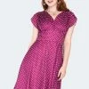 Voodoo Vixen Retro Polka Dot Dress -Burleska shop fucia polka dot dress dra 9536 03.1377 300x