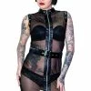 Dr Faust Full Zip Eyelet Trim Black Belt Sheer Mini Dress - Yara -Burleska shop full zip eyelet trim black belt sheer mini dress yara dr faust 300x