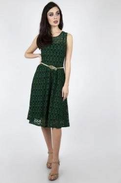 Voodoo Vixen Gabriella Overlay Belted Dress