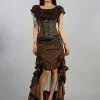 Burleska Gemini Underbust Steampunk Corset In Brown Camel Stripes Cotton