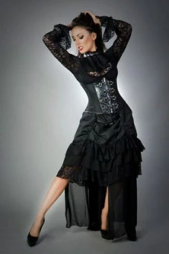 Burleska Gemini Underbust Steampunk Corset In Taffeta With Front Zip And Straps -Burleska shop gemini underbust steampunk corset in taffeta with front zip and straps burleska 4 300x