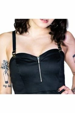 Dr Faust Geometric Metal Buckle Black Mini Dress - Serenity -Burleska shop geometric metal buckle black mini dress serenity dr faust 3 300x